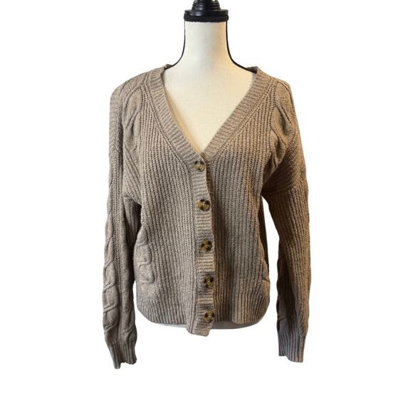 Cupcakes and Cashmere Women’s Mixed Knit Cardigan Size L - Picture 1 of 5